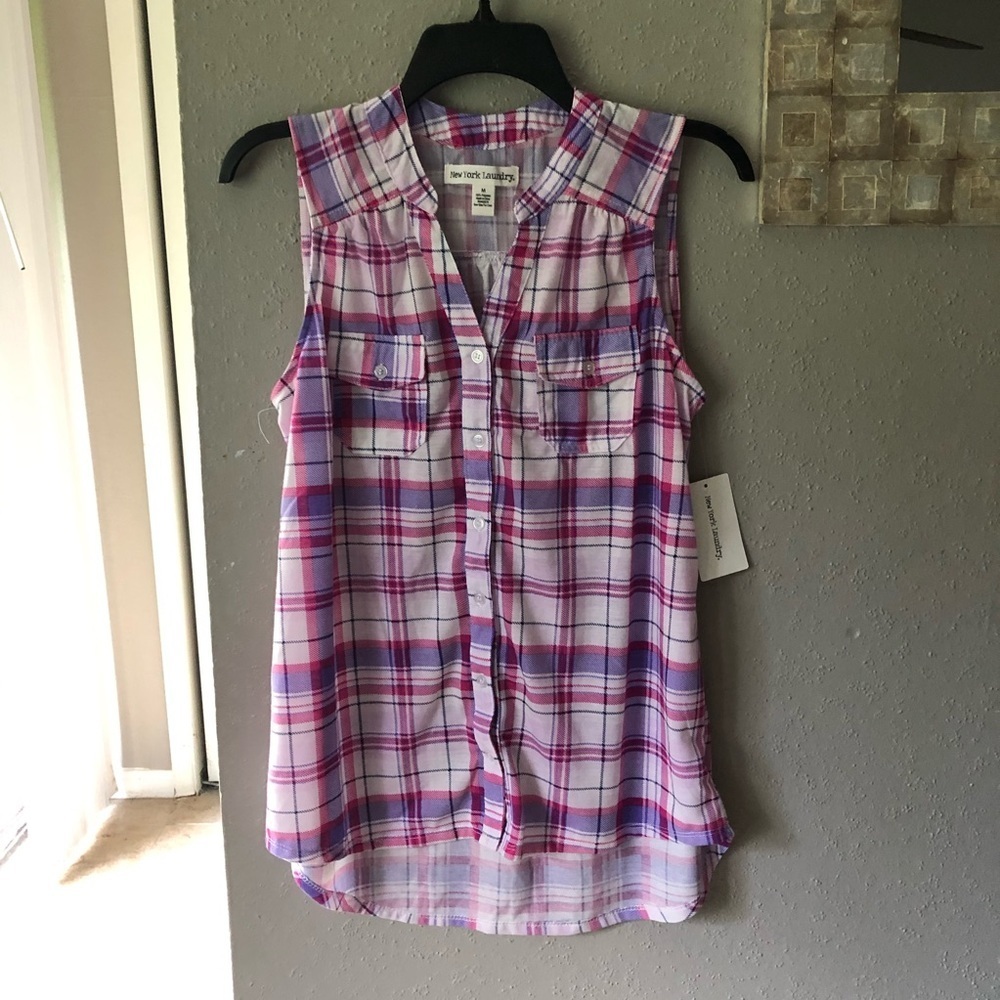 Plaid short sleeve blouse